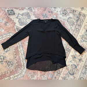 White House Black Market Black Layered Blouse with Lace